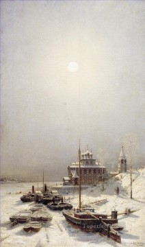 invierno en borisoglebsk Alexey Bogolyubov paisaje nevado Pinturas al óleo